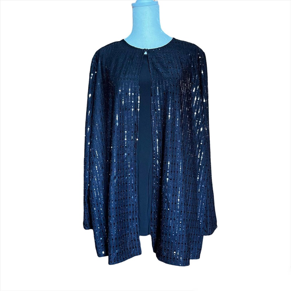 NWT - Anne Klein Sparkly Sequins Long Sleeve Knit Tops (Size: 1X)